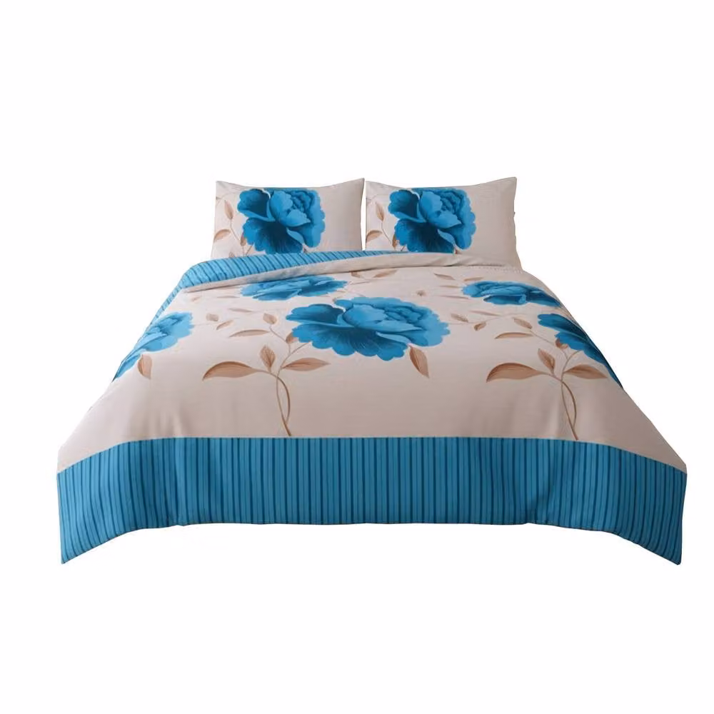 Snug City Reversible Floral Duvet Set and Pillowcase in Petrol, Single (90 x 190 cm) – 2