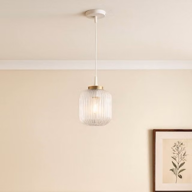 Pagazzi Design Riva Antique Brass Easy-Fit Pendant Light in Gold and Transparent Glass