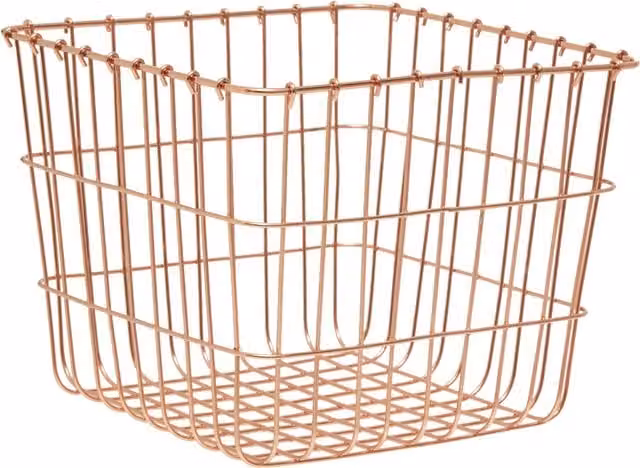 Orsina Metal Wire Square Basket in Gold or Bronze