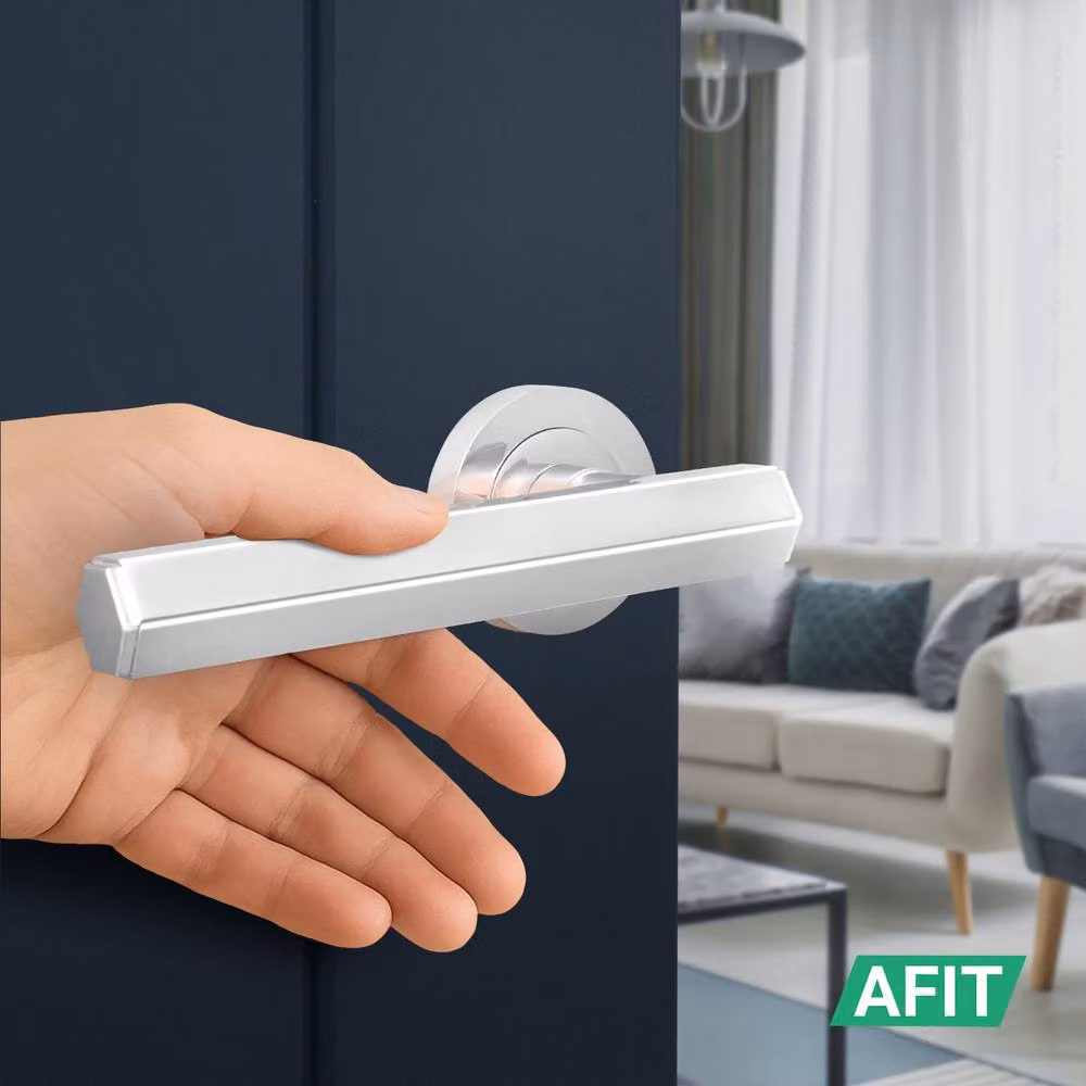 AFIT Polished Chrome Aluminium Door Handle and Latch Set in Silver – 4