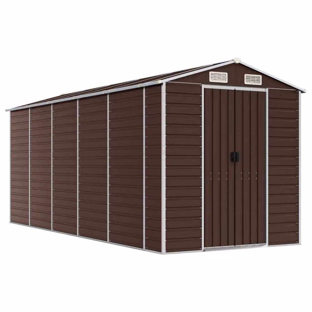 Berkfield Home Brown Galvanised Steel Gable Garden Shed W/D/H: 191 x 470 x 198 cm – 3