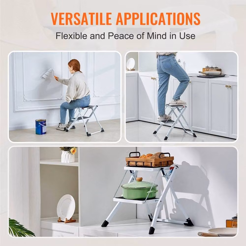 PAWNORA 2-Step Foldable Metal Step Stool Ladder in Black – 4