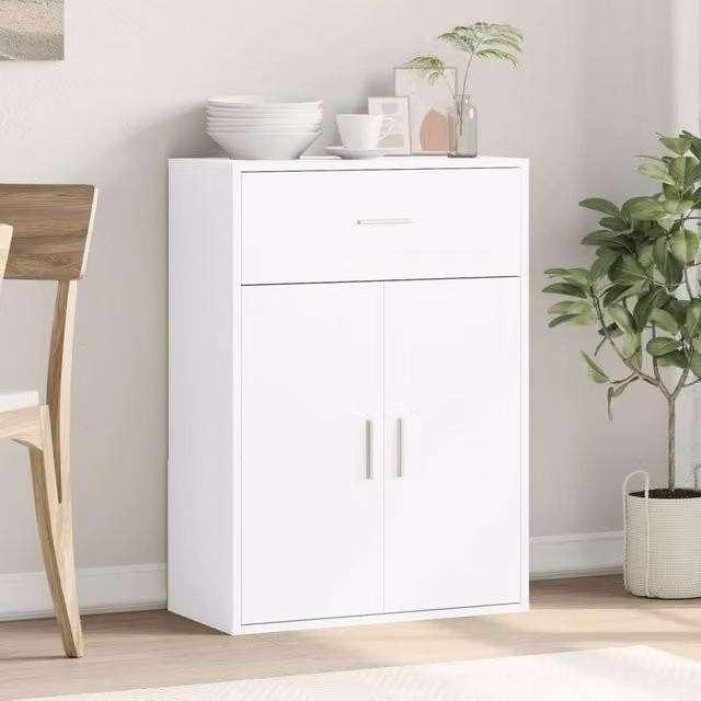 Berkfield Home White Modern Sideboard in Matt MDF, W/D/H: 60 x 30 x 84 cm – 1