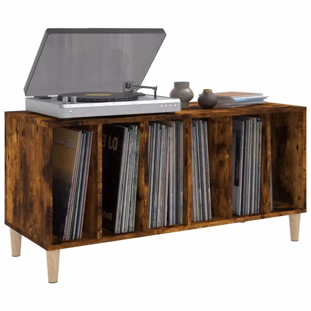 Berkfield Home Record Cabinet in Smoked Oak Brown, W/D/H: 100 x 38 x 48 cm – 3