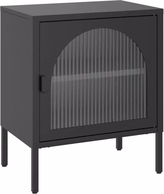 Berkfield Home Modern Black Nightstand with Glass and Metal, W/D/H: 50 x 35 x 60 cm – 1