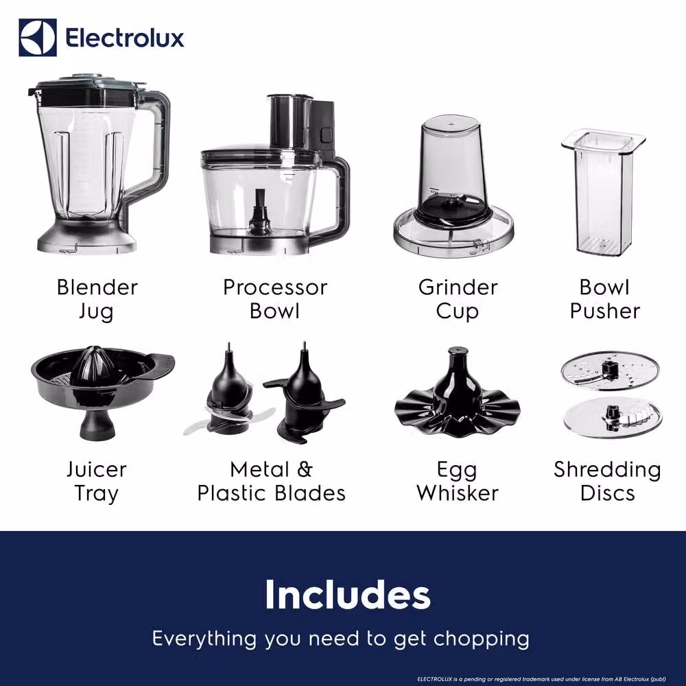 Electrolux 1000W Multi Food Processor Blender, Chopper, Slicer, Grater and Juicer in Grey – 5