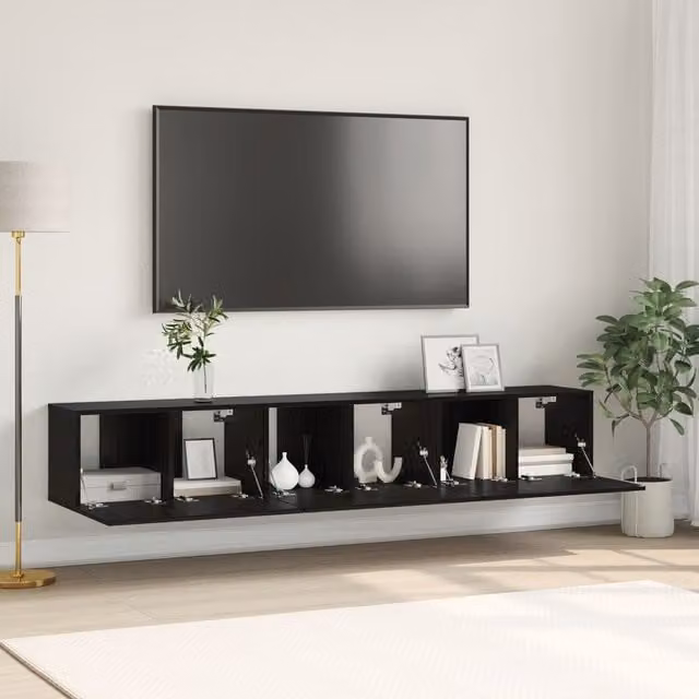 Berkfield Home Modern Black Oak TV Cabinet Set in Engineered Wood – 1
