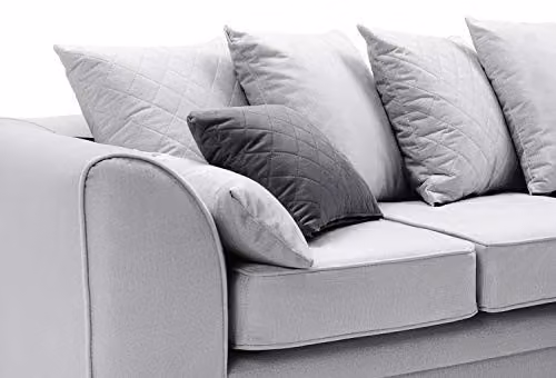 Abakus Direct Chicago Right Hand Facing L-Shaped Corner Sofa in Light Grey Velvet Fabric, W: 212 cm, D: 164 cm, H: 78 cm – 3