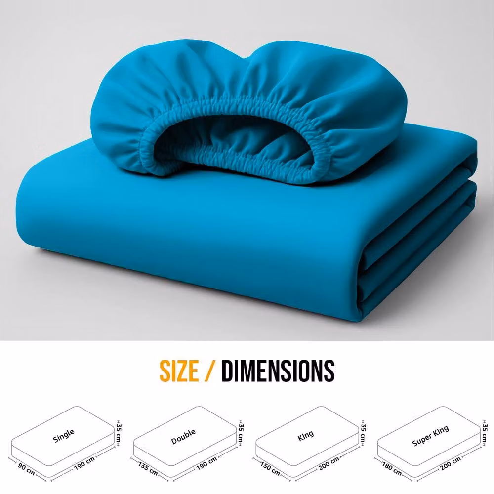 Lazzaro Home Feel the Difference Exclusive Microfibre Fitted Sheet in Turquoise, Single, W/D/H: 90 x 190 x 40 cm – 2