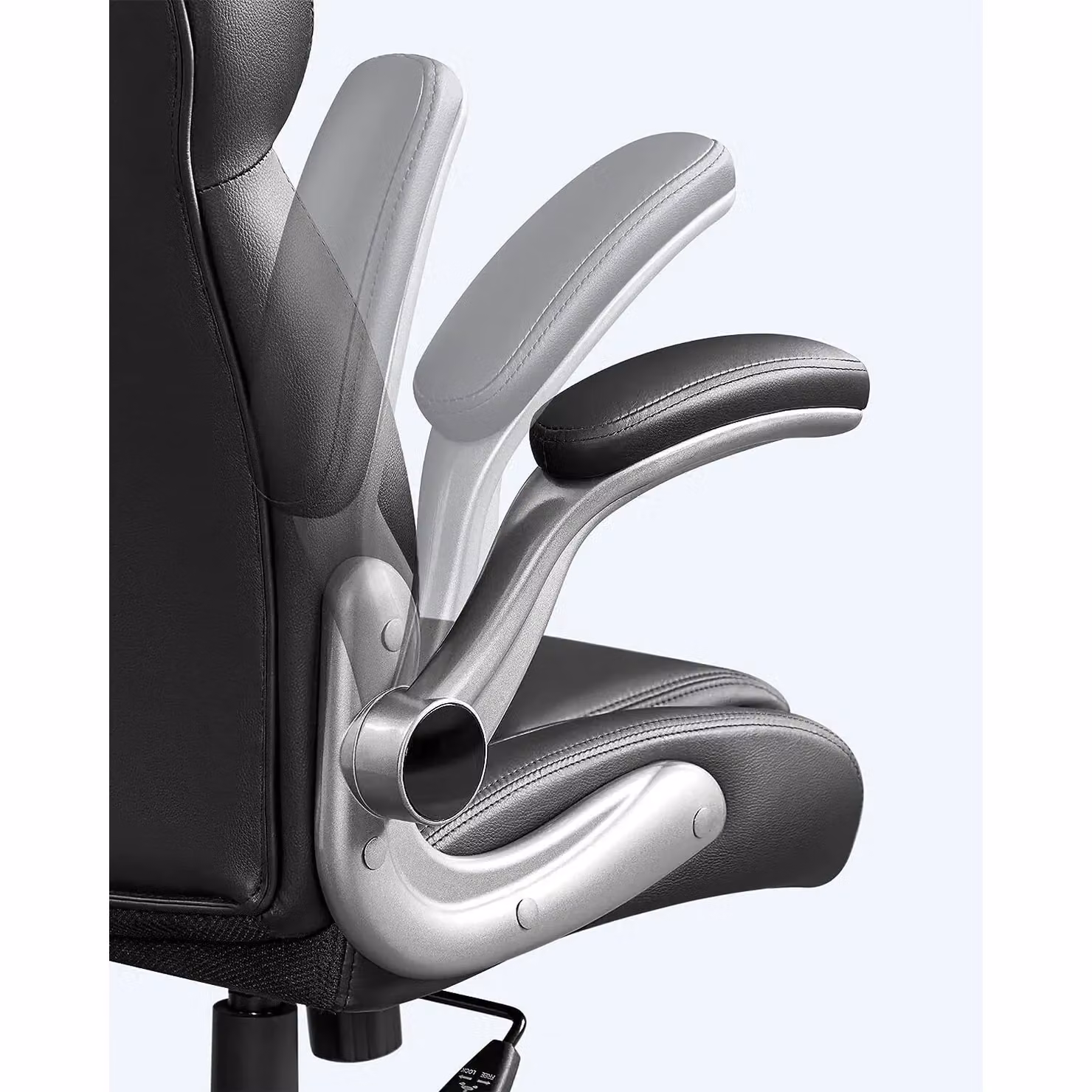 SONGMICS Black Synthetic Leather Gaming Chair with Headrest, 360 Degree Swivel and Foldable Arms – 5