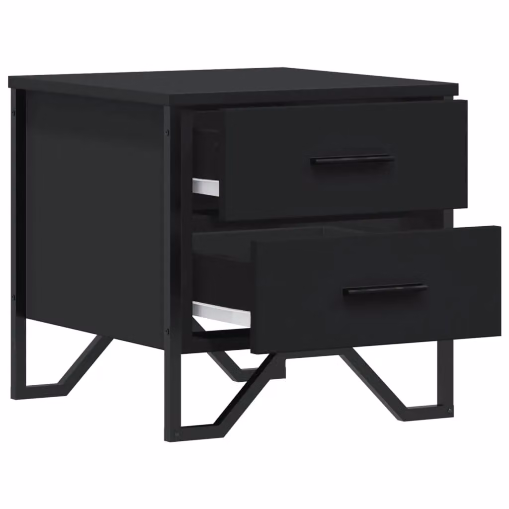 Berkfield Home Set of 2 Black Modern Bedside Cabinets, W/D/H: 40 x 30 x 40 cm – 3