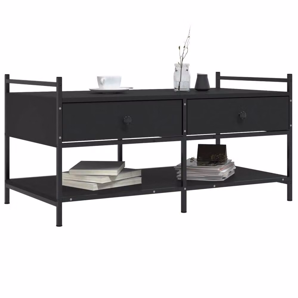 Berkfield Home Black Rectangular Coffee Table W: 99 cm, D: 50 cm, H: 50 cm – 3