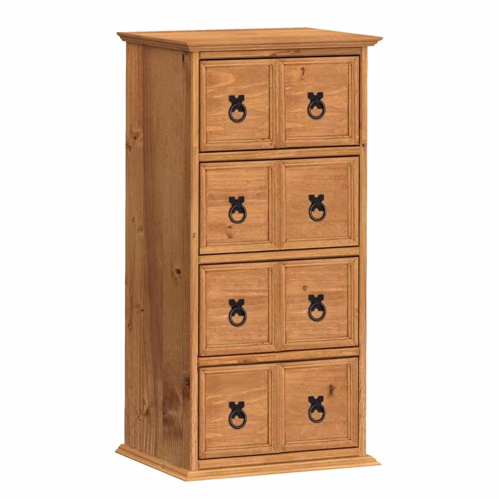 FORGEVIO Antique Mexican Solid Pine Wood Storage Tower in Sand Brown – 2