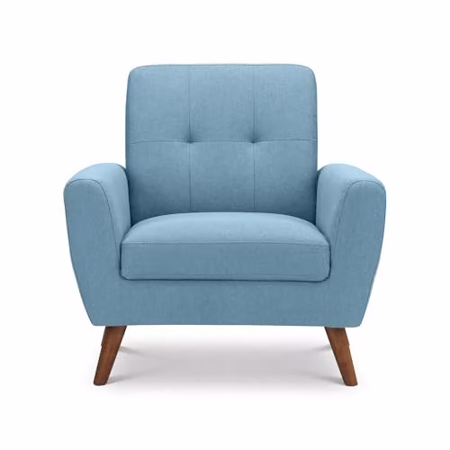 Julian Bowen Monza Blue Velvet Armchair with Solid Wood Frame – 1