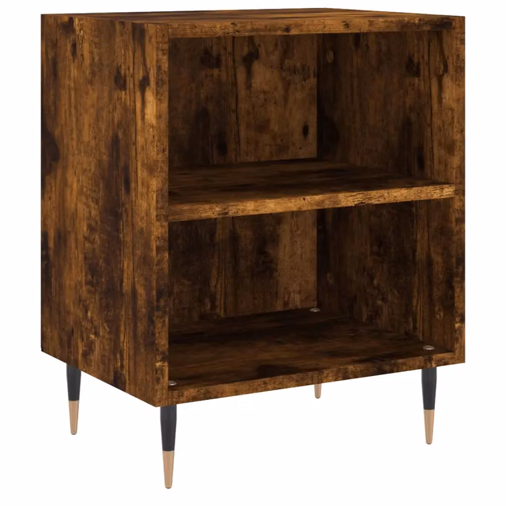 Berkfield Home Set of 2 Smoked Oak Bedside Cabinets in Brown, W/D/H: 40 x 30 x 50 cm – 4