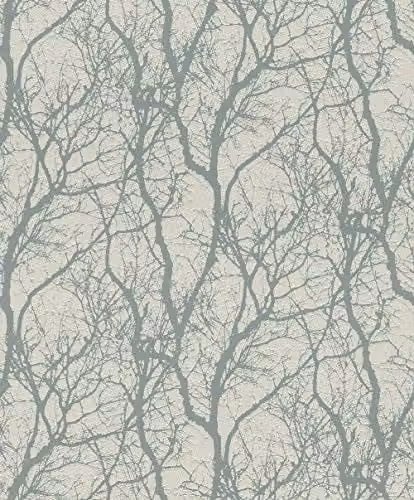 Rasch Tapetenwechsel Floral Botanical Non-Woven Wallpaper in Grey and Silver, W: 0.53 m x L: 10.05 m