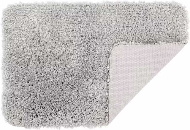 Allure Bath Fashions Non Slip Shaggy Microfibre Bath Mat, Grey, W/D/H: 40 x 60 x 1 cm
