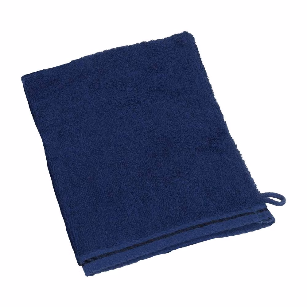 ARTG Navy Blue Fluffy Cotton Terrycloth Wash Glove with Satin Trim – 2