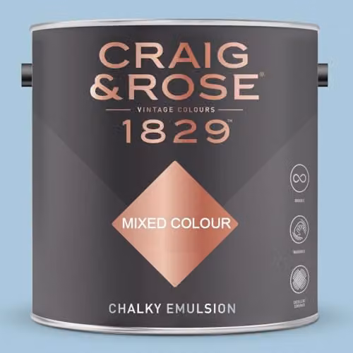 Craig & Rose 1829 Chalky Emulsion Matt Paint in Fresco Blue, 2.5 l