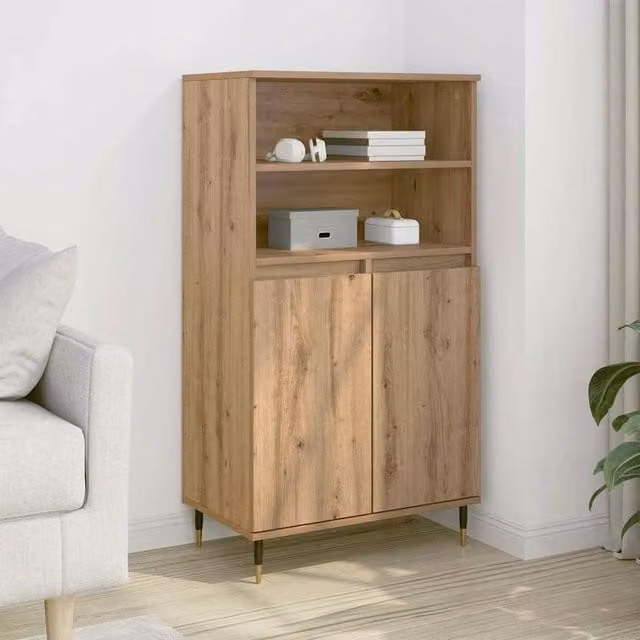 Berkfield Home Artisan Oak Highboard in Brown, W/D/H: 60 x 36 x 110 cm
