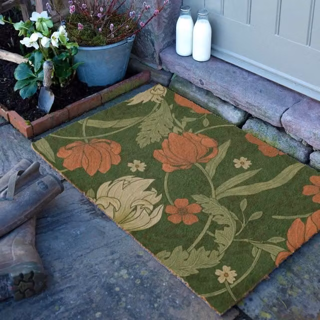 Artsy Mats William Morris Rose Floral Doormat in Brown, W/D: 90 x 60 cm