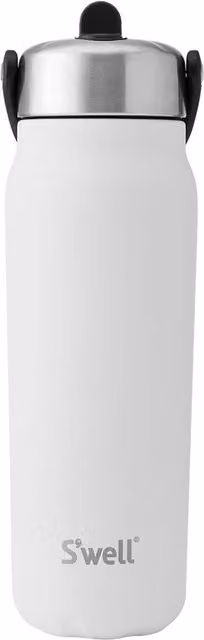 S'well Explorer Stainless Steel Vacuum Insulated Water Bottle with Straw Lid, White Moonstone and Grey, 700ml
