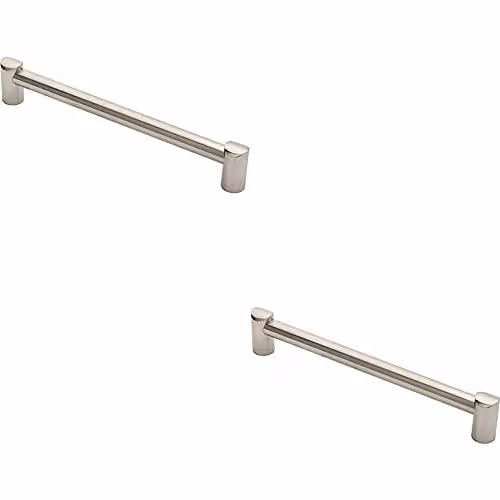 Loops 2 Pack Round Tube Pull Handles in Brushed Silver, 244 mm Length with 224 mm Fixing Centres
