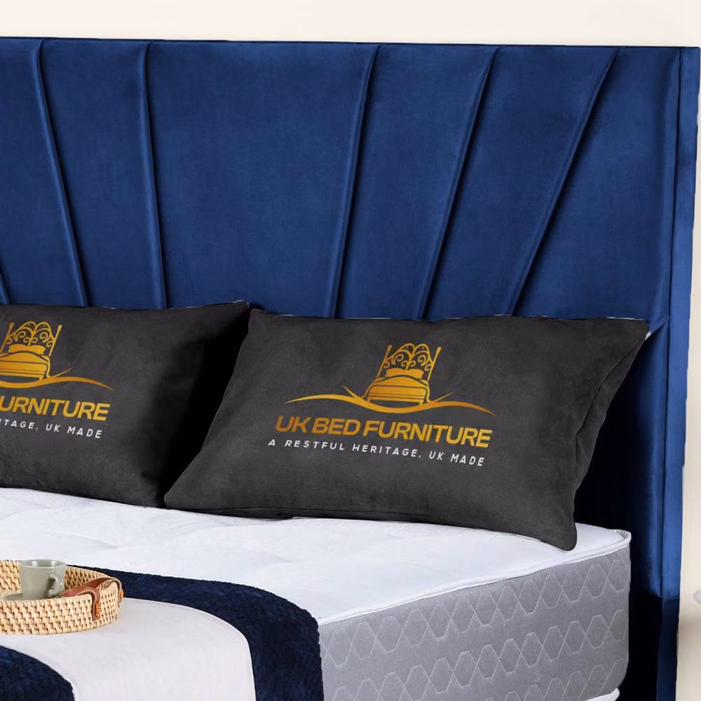 UK Bed Furniture Sunrise Blue Velvet Upholstered Gas Lift Storage Bed, W/D/H: 90 x 200 cm – 2