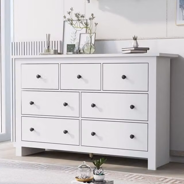 STILVORA Modern White 7 Drawer Sideboard with Storage – 1
