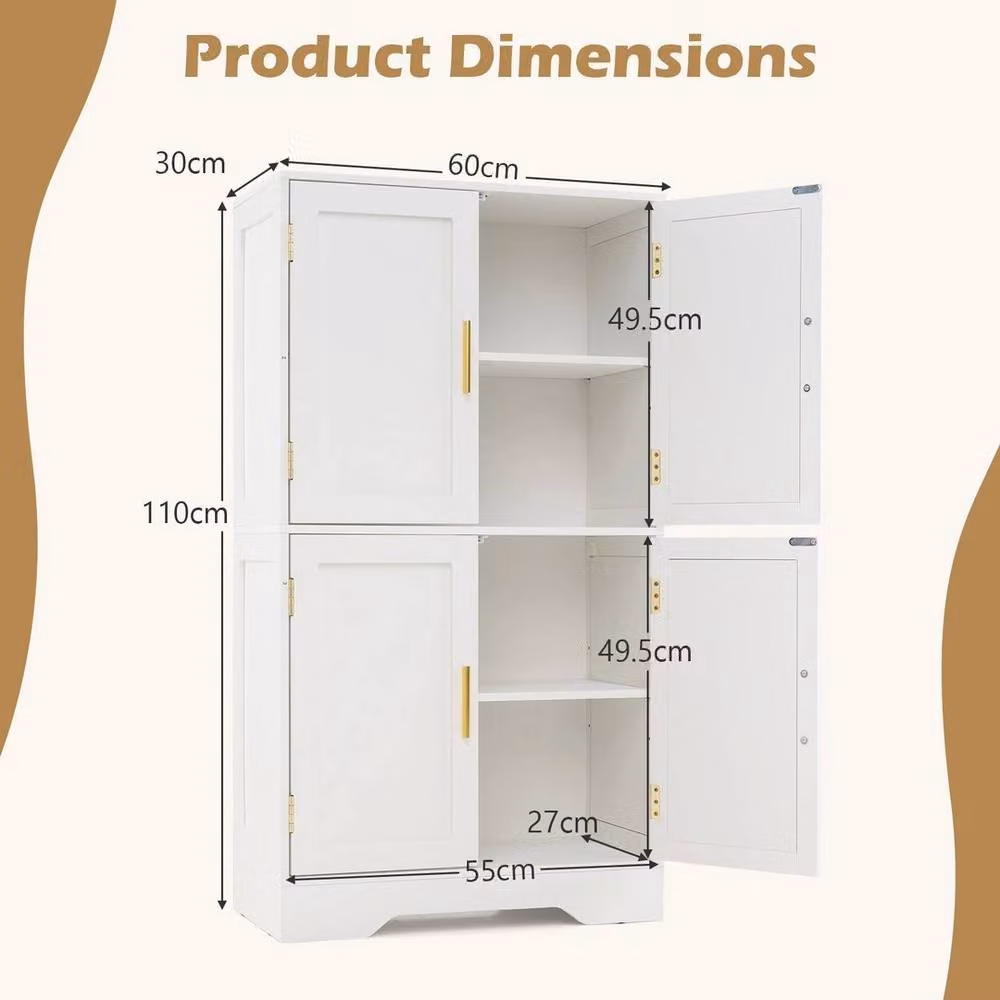 SPETLEK Modern Freestanding Tall Pantry Cabinet with Hinged Doors in Matt White – 2