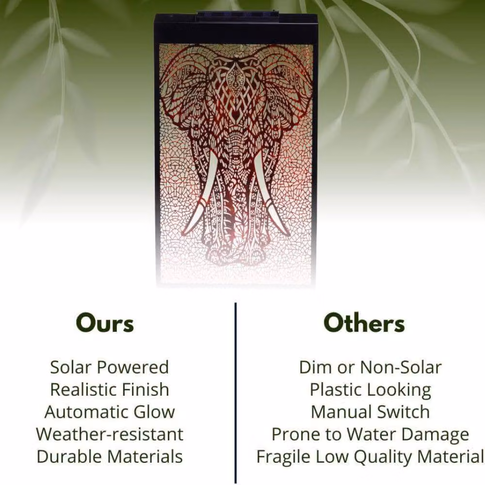 Marco Paul Solar LED Elephant Wall Panel in Bronze, Width: 50 cm – 5