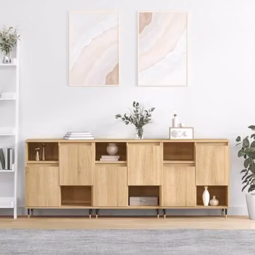 vidaXL Set of 3 Modern Sideboards and Highboards in Sonoma Oak Brown Engineered Wood – 1