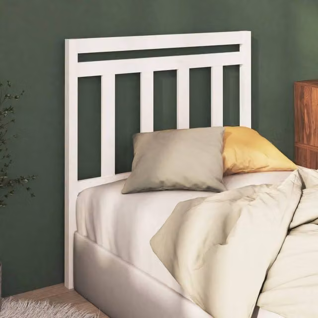 Berkfield Home White Rustic Solid Pine Wood Bed Headboard W/D/H: 106 x 4 x 100 cm