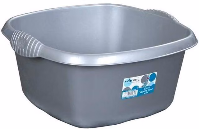 Casa Square Washing Up Bowl in Silver, 32 cm