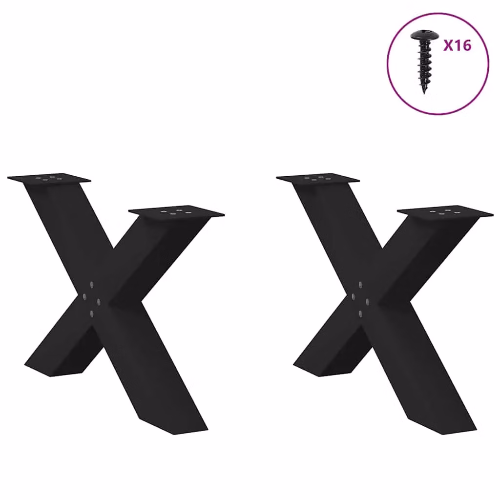 Berkfield Home X-Shaped Steel Coffee Table Legs, 2 Pieces, Black, H: 70 cm, W: 42.5-43 cm – 2