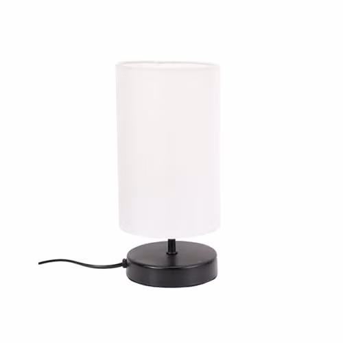ValueLights Black Cylinder Touch Dimmable Table Lamp with White Fabric Shade – 1