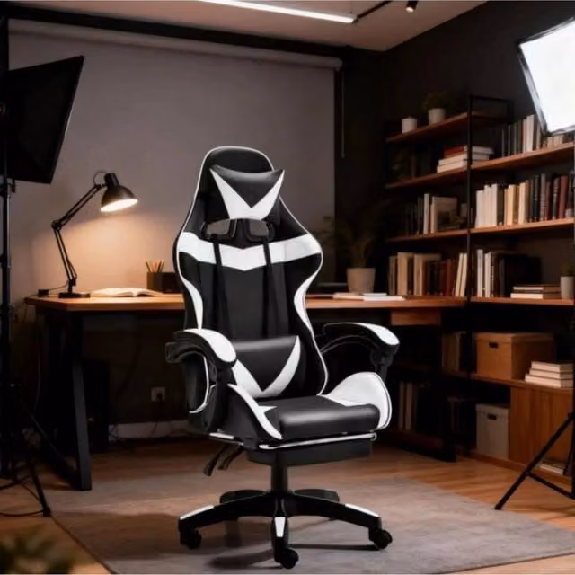 FORGEVIO Gaming Massage Chair Footrest for Office and PC in Black and Multicolour – 1