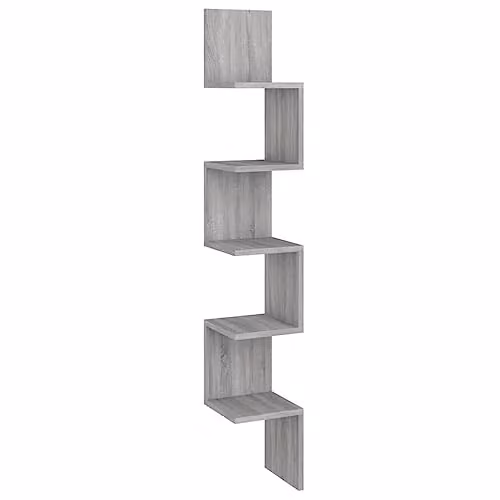 vidaXL Wall Corner Shelf in Grey Sonoma, W/D/H: 20 x 20 x 127.5 cm, Engineered Wood – 1