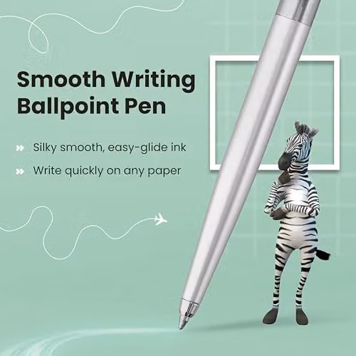 Zebra 901 Retractable Ballpoint Pen with Black Ink and Silver Metal Barrel, 1 Pack – 2
