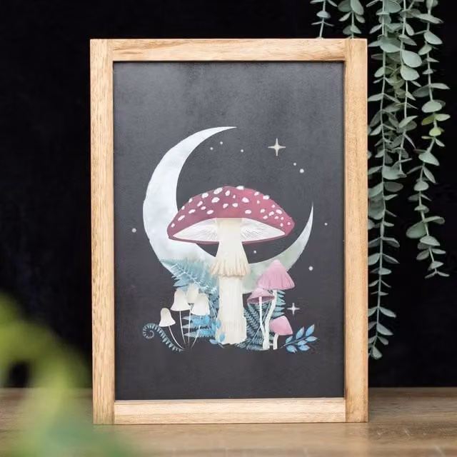 Uniqueful Forest Mushroom Botanical Illustration Framed Wall Print in Multicolour – 1