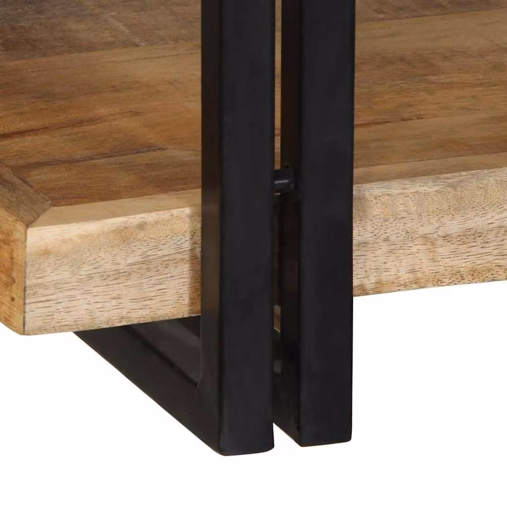 Berkfield Home Wall Mounted Mango Wood Shelf in Brown, W/D/H: 90 x 33 x 45 cm – 6