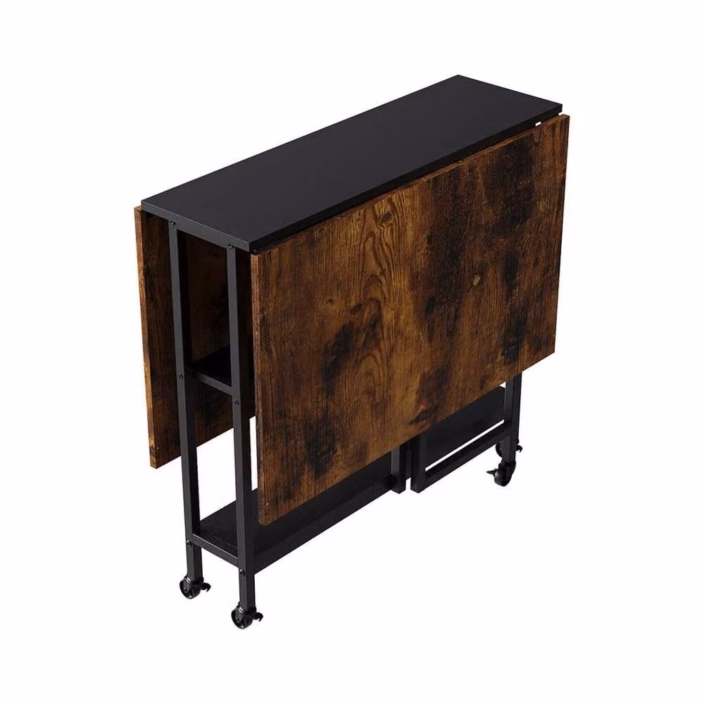 EONLION Industrial Brown Drop Leaf Dining Table and Folding Kitchen Desk – 5