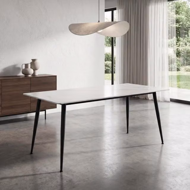 Shankar White Ceramic Rectangular Dining Table