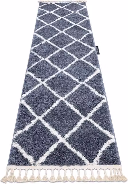 RugsX Berber Geometric Runner in Grey, W/D/H: 60 x 250 cm