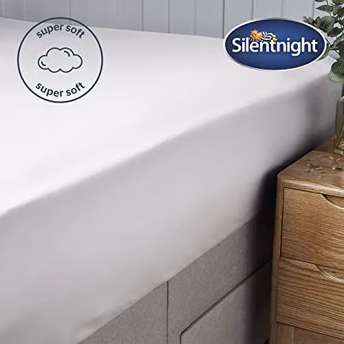 Silentnight Supersoft Microfibre Fitted Sheet, Double, White or Anthracite, W/D/H: 140 x 200 cm – 2