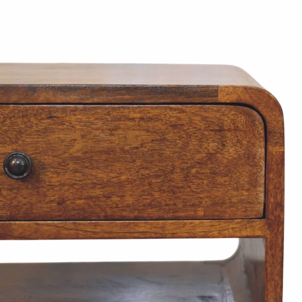 Wyld Haus Taormina Solid Mango Wood Nightstand with Drawer and Shelf, Brown, W/D/H: 35 x 45 x 56 cm – 3