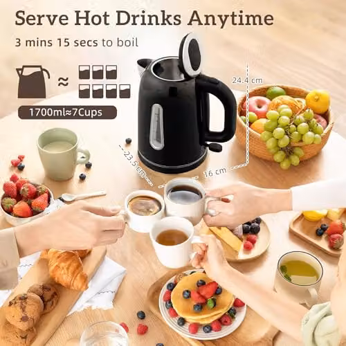 HOMCOM Metal Kettle and Toaster Set in Black or Blue – 3