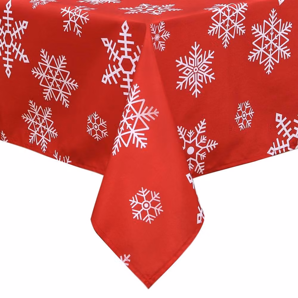 London Boutique Red Christmas Snowflake Design Polyester Washable Tablecloth – 4