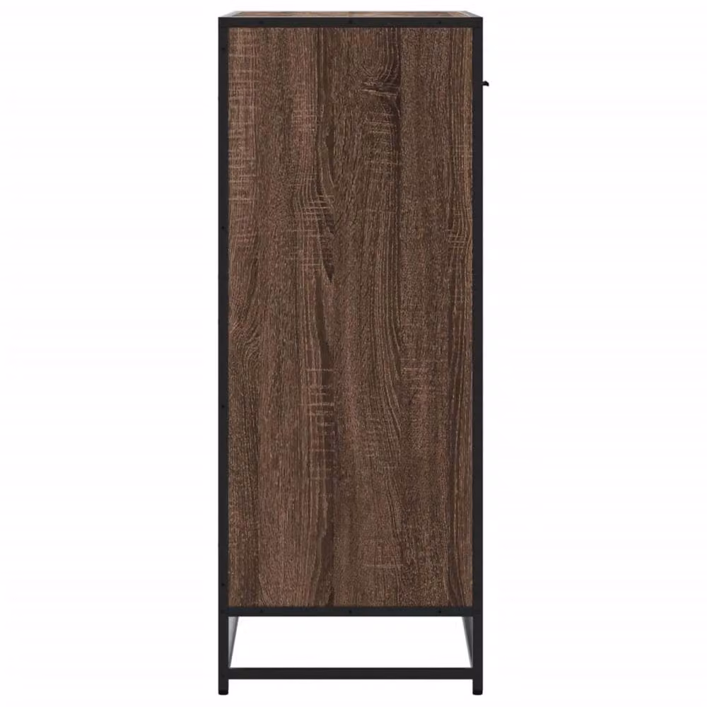 Berkfield Home Brown Oak Shoe Cabinet with Metal Accents, W/D/H: 75 x 38 x 97.5 cm – 4
