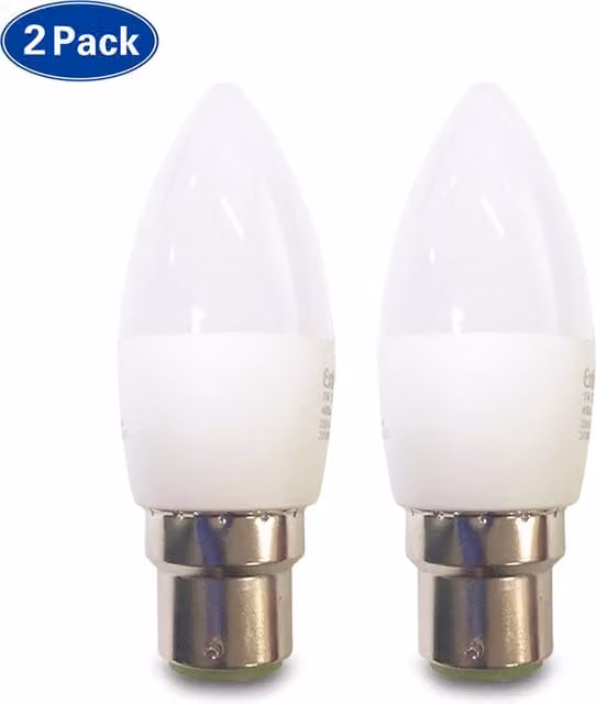 Livingandhome 2 Pack B22 LED Candle Bulbs 5W 4200K Cool White